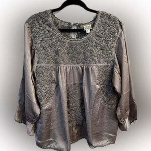 SISTER MARY by Ivy Jane from Anthropologie shimmery silver blouse